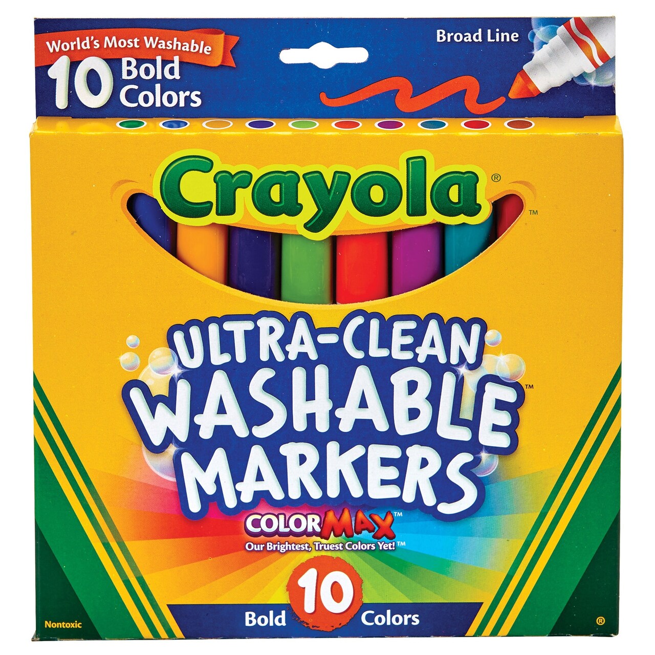 Crayola Ultra-Clean Color Max Broad Washable Markers 10/Pkg-Bold Colors